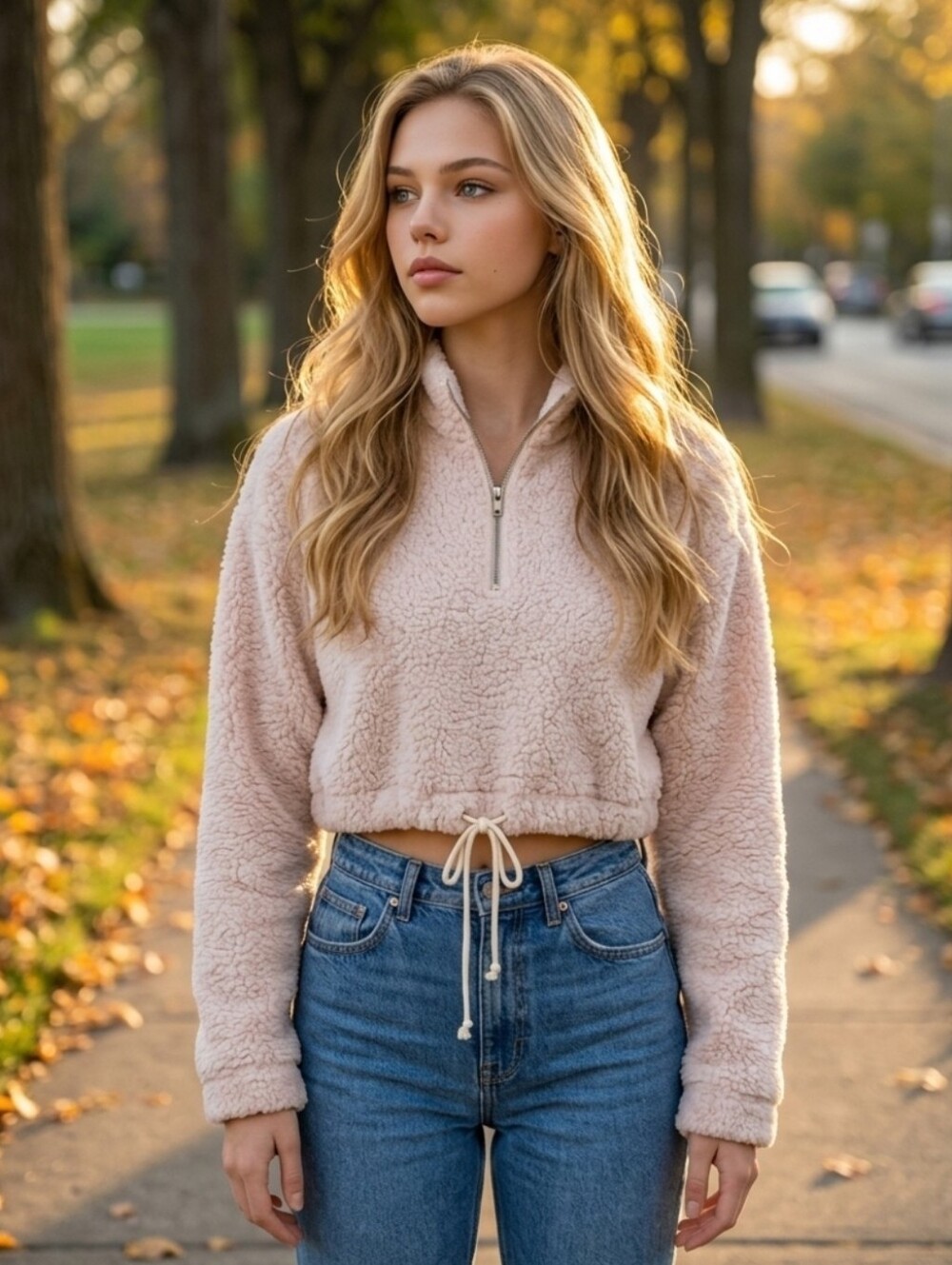 Topshop Women's Cream Fleece Cropped Sweatshirt Size 8
